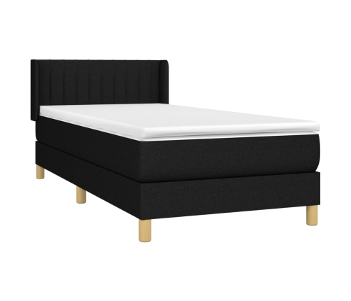 Cama box spring con colchón tela negro 100x200 cm