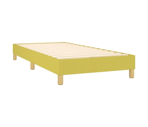 Cama box spring con colchón tela verde 100x200 cm