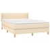 Cama box spring con colchón tela color crema 140x190 cm
