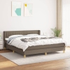 Cama box spring con colchón tela gris taupe 160x200 cm