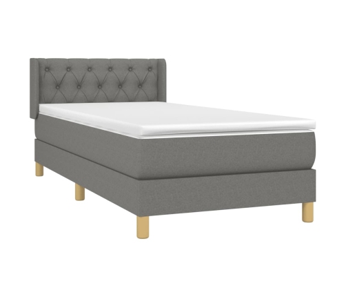 Cama box spring con colchón tela gris oscuro 80x200 cm