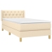 Cama box spring con colchón tela color crema 80x200 cm