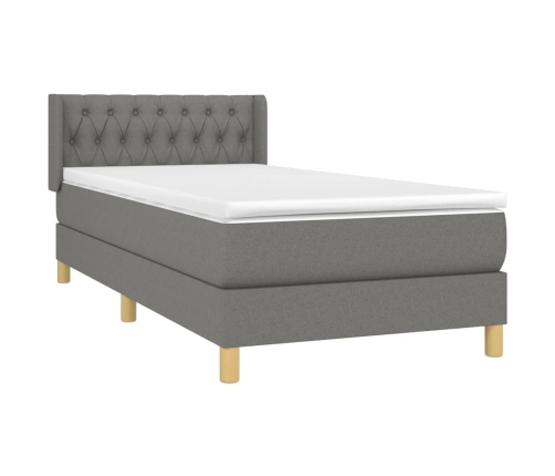 Cama box spring con colchón tela gris oscuro 90x190 cm