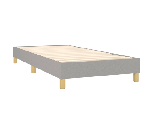 Cama box spring con colchón tela gris claro 90x200 cm