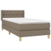 Cama box spring con colchón tela gris taupe 90x200 cm