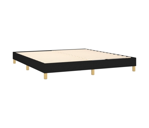 Cama box spring con colchón tela negro 160x200 cm