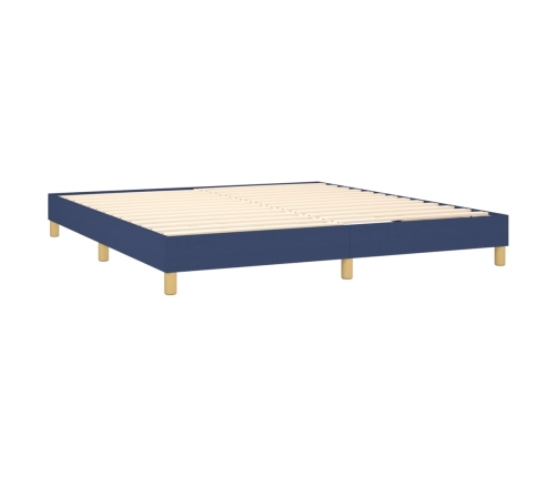 Cama box spring con colchón tela azul 160x200 cm