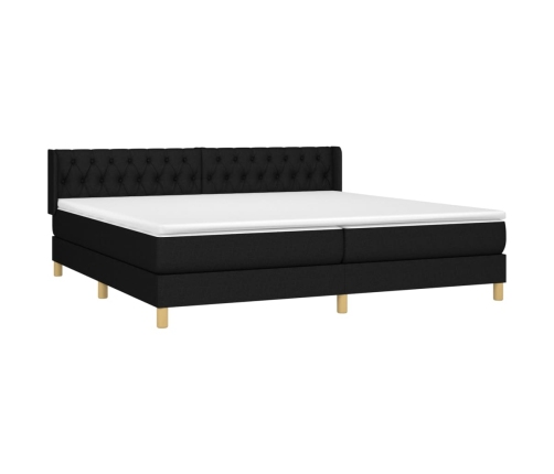 Cama box spring con colchón tela negro 200x200 cm