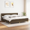 Cama box spring con colchón tela marrón oscuro 200x200 cm