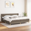 Cama box spring con colchón tela gris taupe 200x200 cm