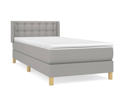 Cama box spring con colchón tela gris claro 80x200 cm