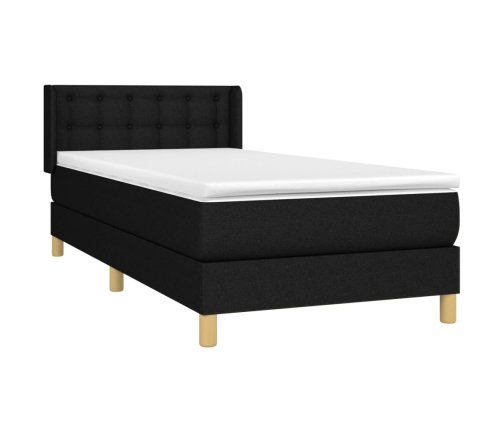 Cama box spring con colchón tela negro 90x190 cm