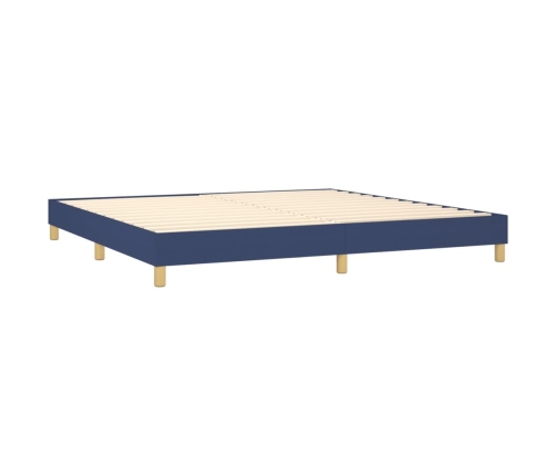 Cama box spring con colchón tela azul 200x200 cm