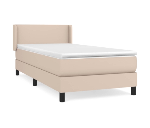 Cama box spring con colchón cuero sintético capuchino 90x190 cm