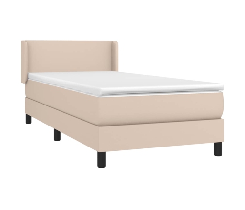 Cama box spring con colchón cuero sintético capuchino 90x190 cm