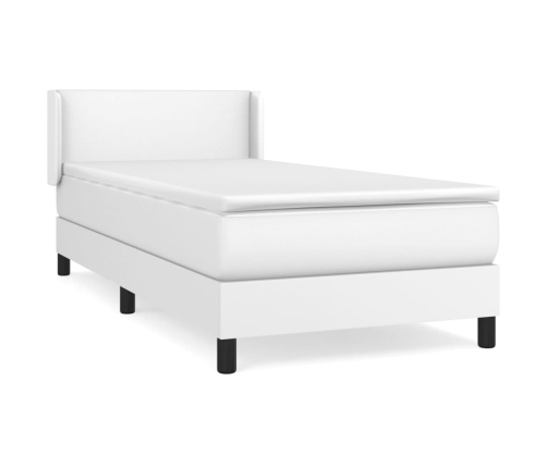 Cama box spring con colchón cuero sintético blanco 100x200 cm