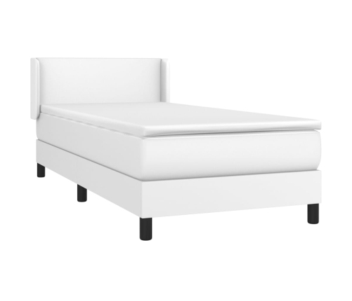 Cama box spring con colchón cuero sintético blanco 100x200 cm