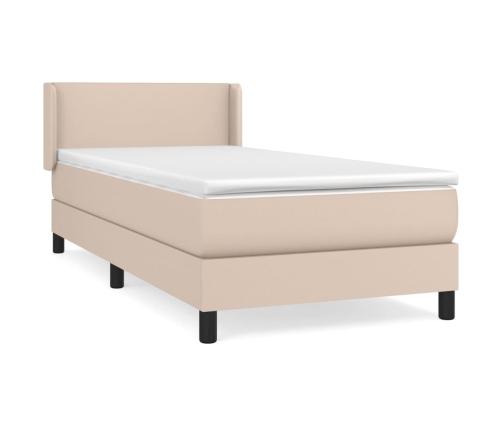 Cama box spring con colchón cuero sintético capuchino 100x200cm