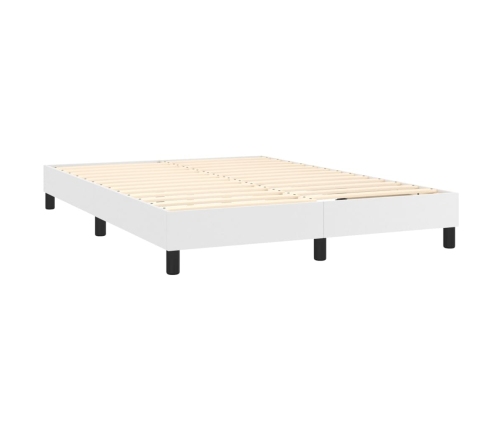 Cama box spring con colchón cuero sintético blanco 140x190 cm