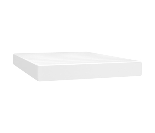 Cama box spring con colchón cuero sintético blanco 140x190 cm