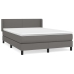 Cama box spring con colchón cuero sintético gris 140x190 cm