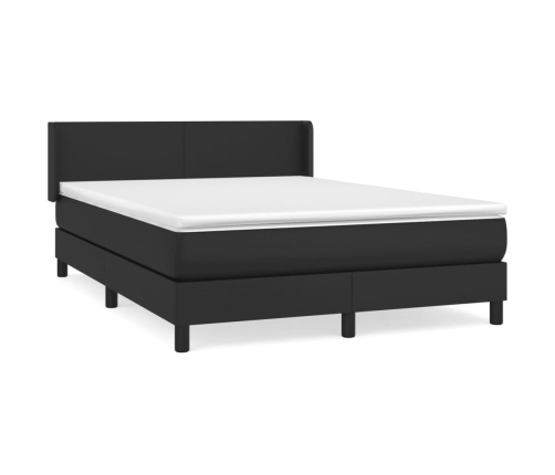 Cama box spring con colchón cuero sintético negro 140x200cm