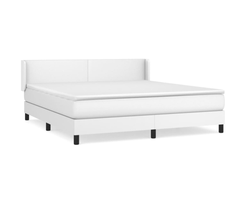 Cama box spring con colchón cuero sintético blanco 160x200 cm