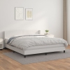 Cama box spring con colchón cuero sintético blanco 160x200 cm