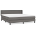 Cama box spring con colchón cuero sintético gris 160x200 cm