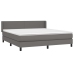Cama box spring con colchón cuero sintético gris 160x200 cm