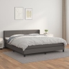 Cama box spring con colchón cuero sintético gris 160x200 cm