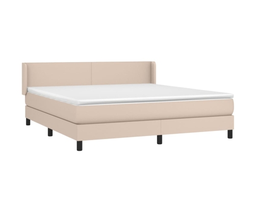 Cama box spring con colchón cuero sintético capuchino 160x200cm