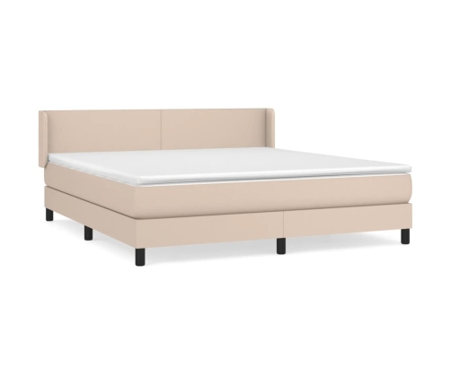 Cama box spring con colchón cuero sintético capuchino 180x200cm