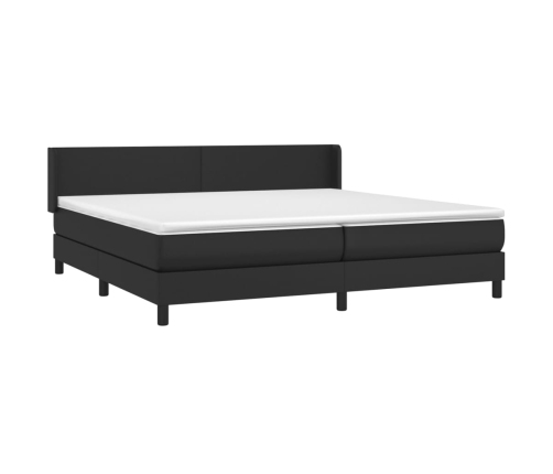 Cama box spring con colchón cuero sintético negro 200x200 cm