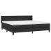 Cama box spring con colchón cuero sintético negro 200x200 cm