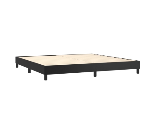 Cama box spring con colchón cuero sintético negro 200x200 cm