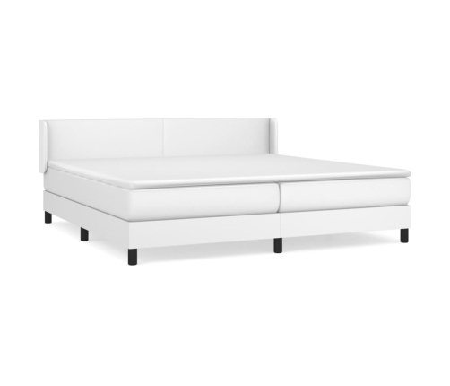 Cama box spring con colchón cuero sintético blanco 200x200 cm