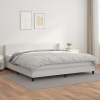 Cama box spring con colchón cuero sintético blanco 200x200 cm