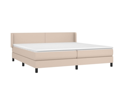 Cama box spring con colchón cuero sintético capuchino 200x200cm