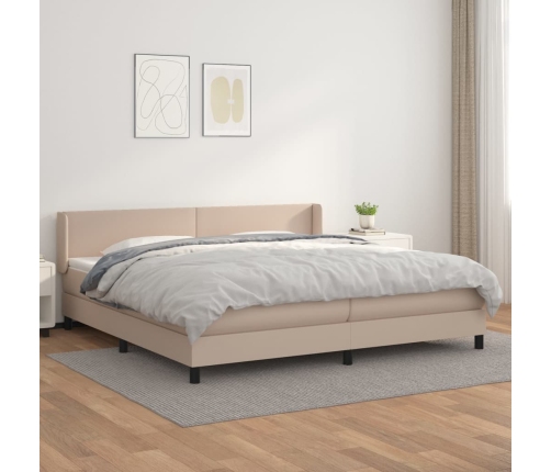 Cama box spring con colchón cuero sintético capuchino 200x200cm
