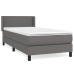 Cama box spring con colchón cuero sintético gris 90x200 cm