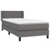 Cama box spring con colchón cuero sintético gris 90x200 cm