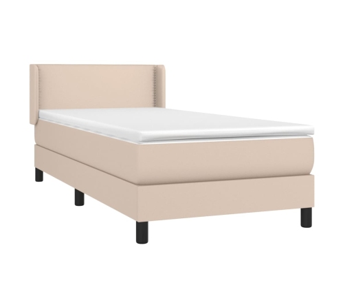 Cama box spring con colchón cuero sintético capuchino 90x200 cm