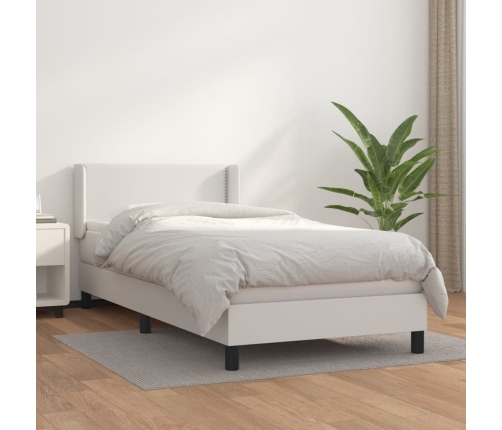 Cama box spring con colchón cuero sintético blanco 100x200 cm