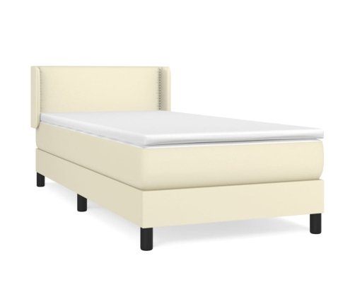 Cama box spring con colchón cuero sintético crema 100x200 cm