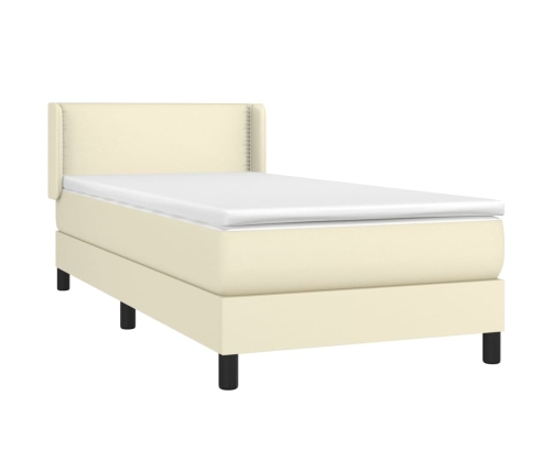 Cama box spring con colchón cuero sintético crema 100x200 cm