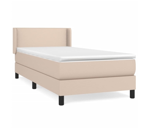 Cama box spring con colchón cuero sintético capuchino 100x200cm