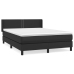 Cama box spring con colchón cuero sintético negro 140x190 cm