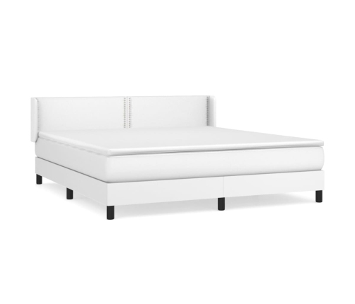 Cama box spring con colchón cuero sintético blanco 160x200 cm