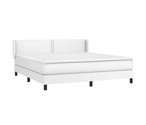 Cama box spring con colchón cuero sintético blanco 160x200 cm